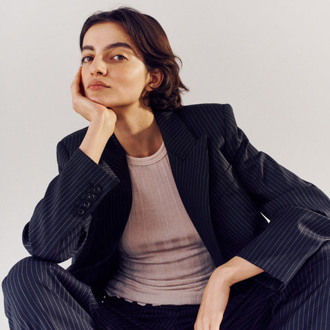 Alex Eagle X J.Crew relaxed double-breasted blazer in pinstriped wool