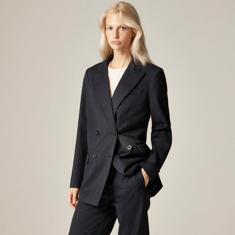 Alex Eagle X J.Crew relaxed double-breasted blazer in pinstriped wool