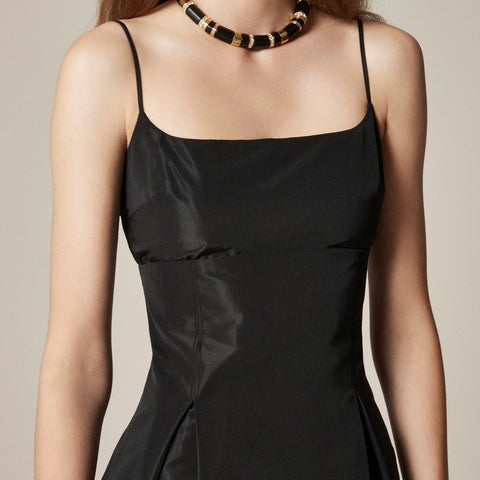 Collection pleated evening dress in taffeta