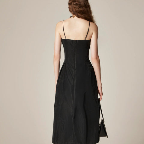 Collection pleated evening dress in taffeta