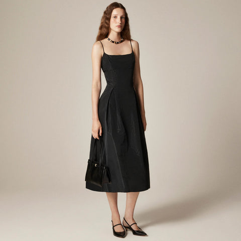 Collection pleated evening dress in taffeta