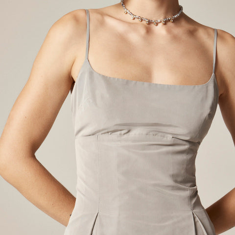 Collection pleated evening dress in taffeta