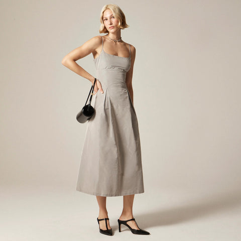 Collection pleated evening dress in taffeta