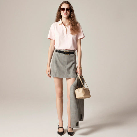 Mini skirt in glen plaid Italian gauzy wool blend