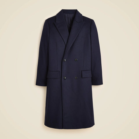 Double-breasted topcoat in English merino wool