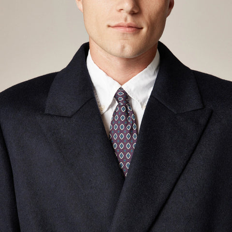 Double-breasted topcoat in English merino wool