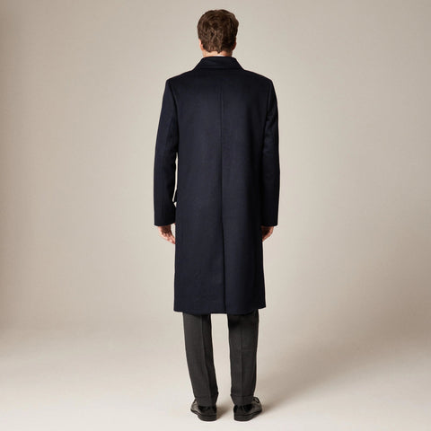 Double-breasted topcoat in English merino wool