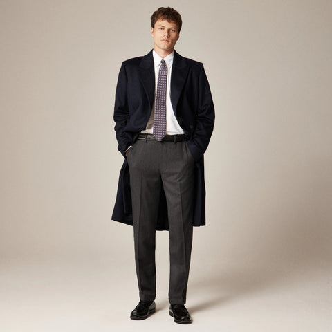 Double-breasted topcoat in English merino wool