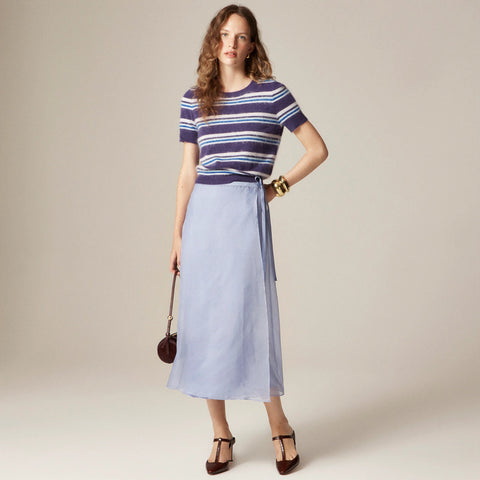Brushed cashmere relaxed T-shirt in stripe