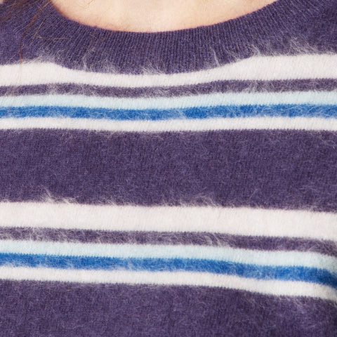 Brushed cashmere relaxed T-shirt in stripe
