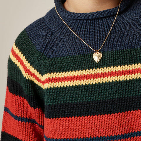 Kids' heritage cotton Rollneck™ sweater in rugby stripe