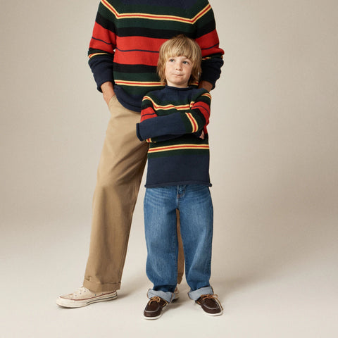Kids' heritage cotton Rollneck™ sweater in rugby stripe