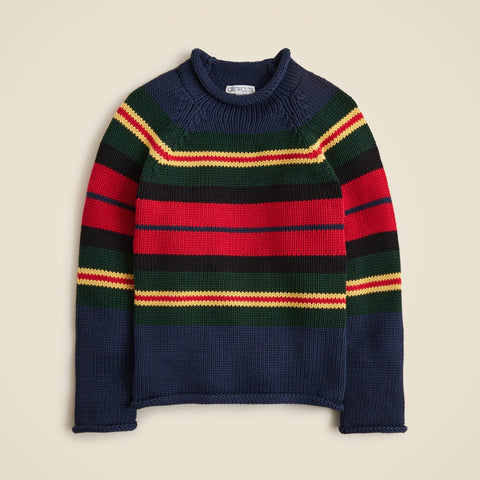 Kids' heritage cotton Rollneck™ sweater in rugby stripe