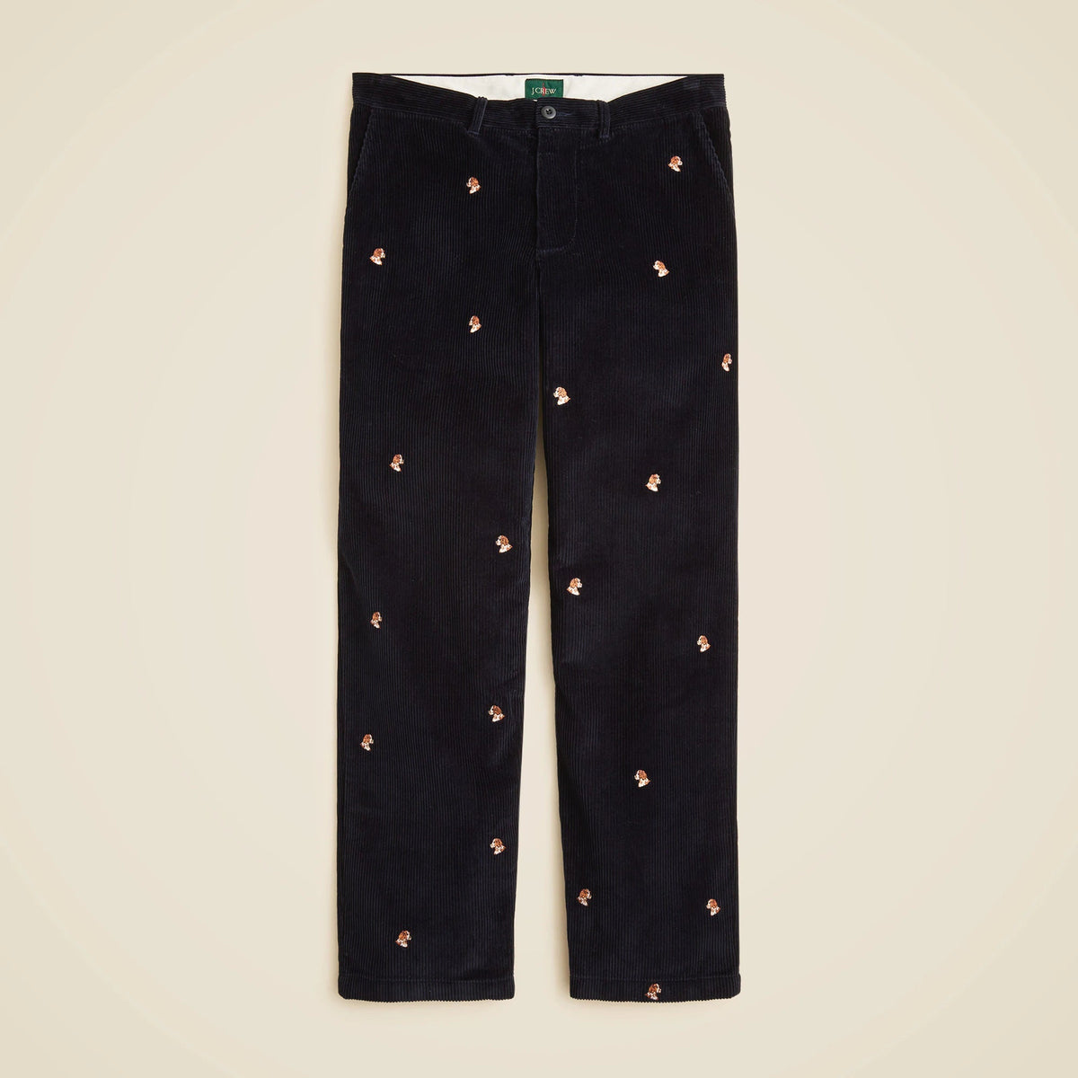 Classic-fit 8-wale corduroy pant with dog embroidery