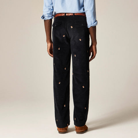 Classic-fit 8-wale corduroy pant with dog embroidery