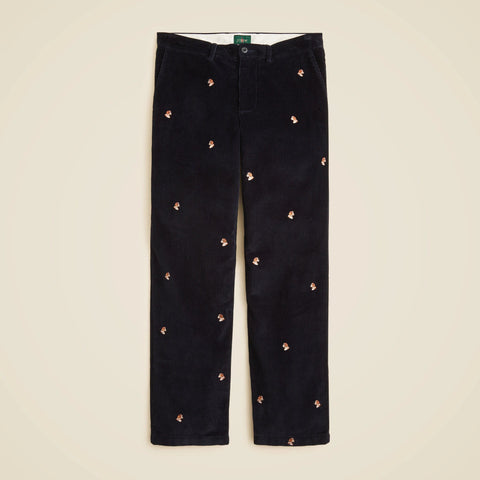 Classic-fit 8-wale corduroy pant with dog embroidery