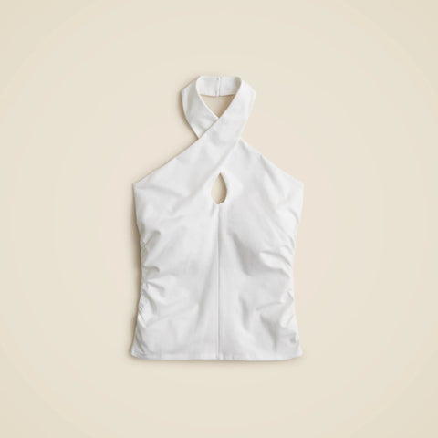 Stretch cotton halter top