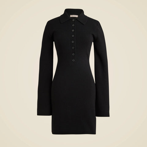 Bell-sleeve mini sweater-dress in merino wool