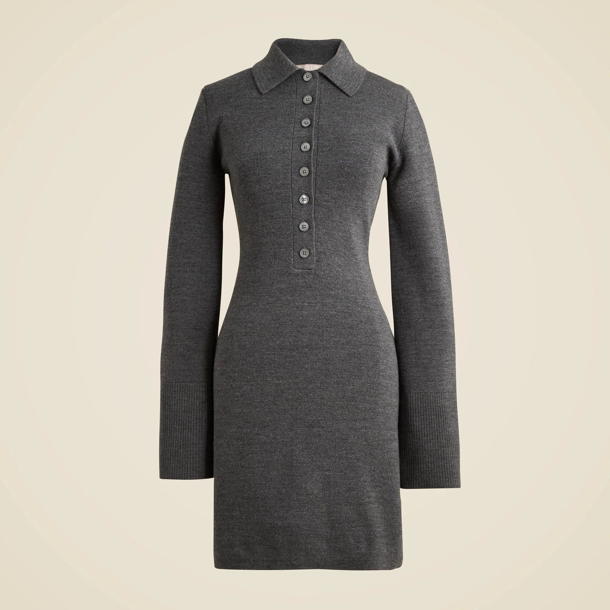 Bell-sleeve mini sweater-dress in merino wool