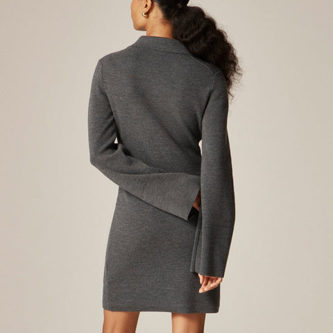 Bell-sleeve mini sweater-dress in merino wool