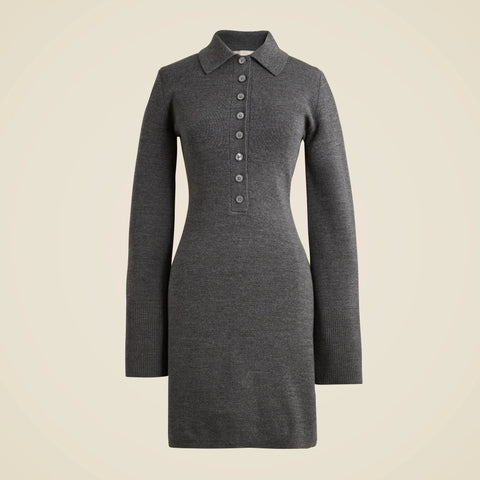 Bell-sleeve mini sweater-dress in merino wool