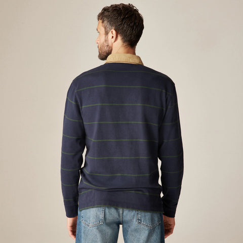 Rugby shirt with corduroy collar
