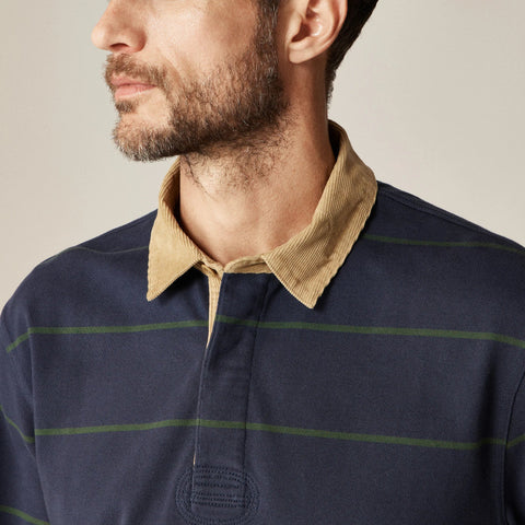 Rugby shirt with corduroy collar