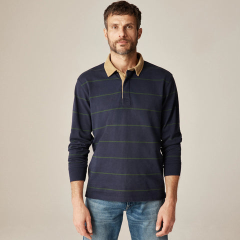 Rugby shirt with corduroy collar