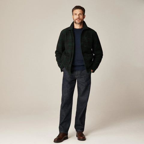 Wool-blend sherpa fleece coverall jacket