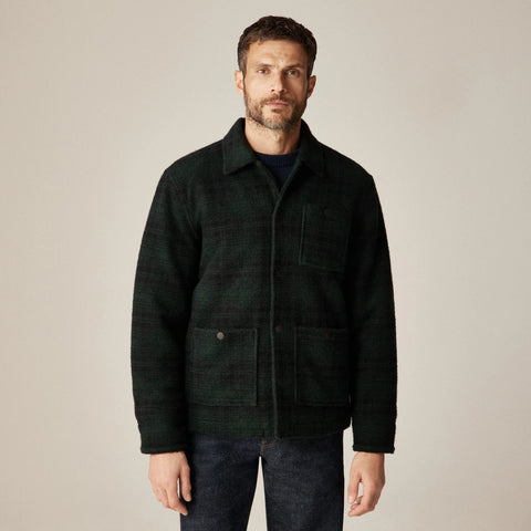 Wool-blend sherpa fleece coverall jacket