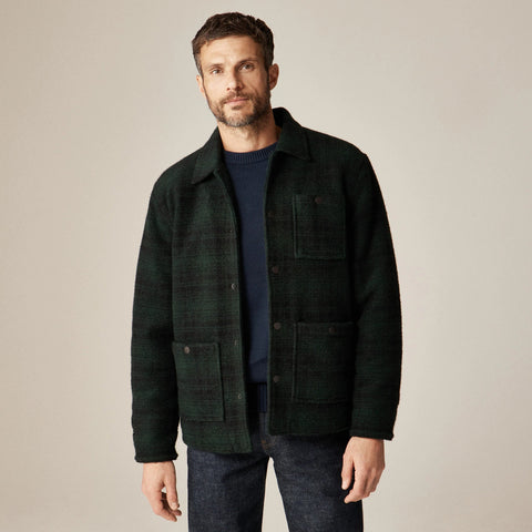 Wool-blend sherpa fleece coverall jacket