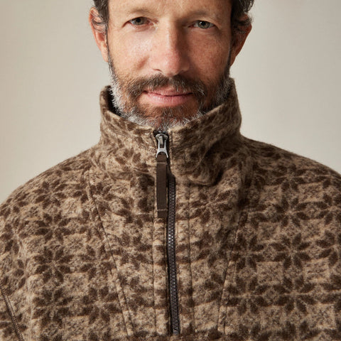Wool-blend sherpa fleece half-zip pullover