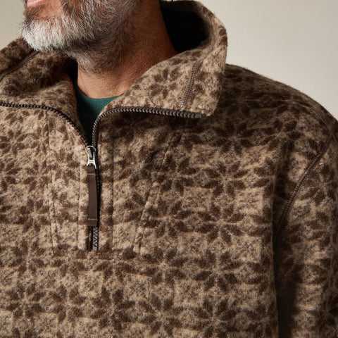 Wool-blend sherpa fleece half-zip pullover