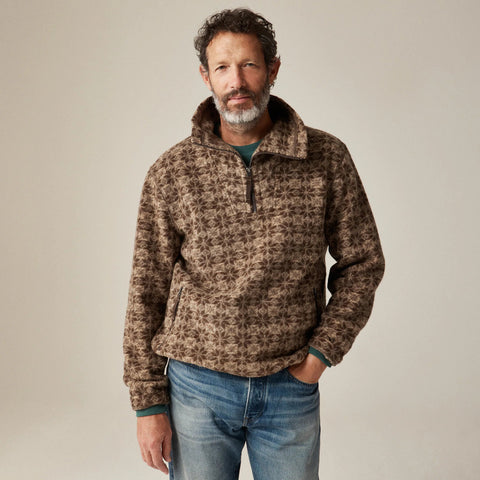 Wool-blend sherpa fleece half-zip pullover