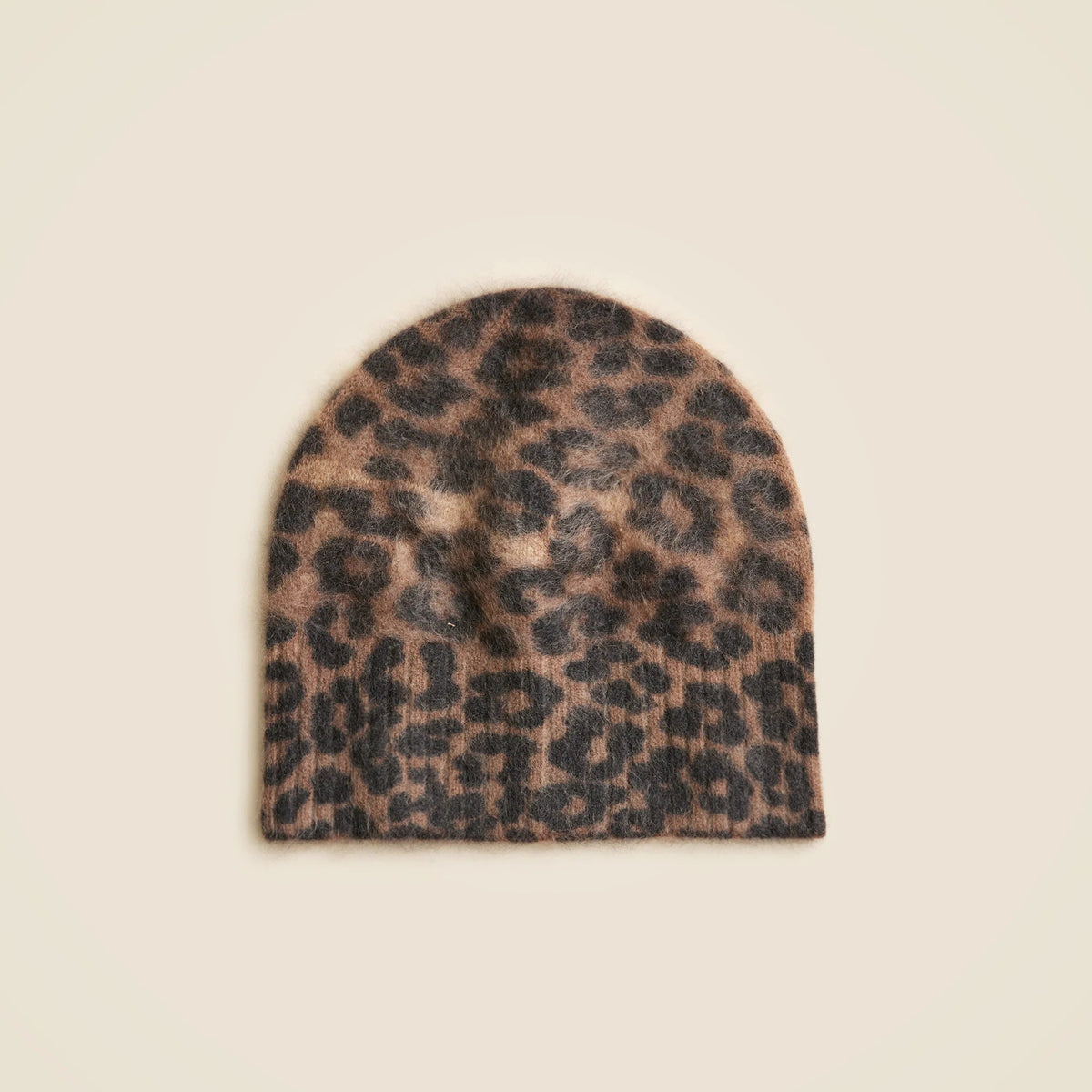 Brushed cashmere beanie in leopard print