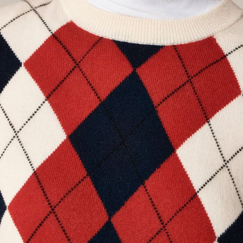 Perfect cashmere crewneck sweater in argyle