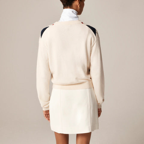 Perfect cashmere crewneck sweater in argyle