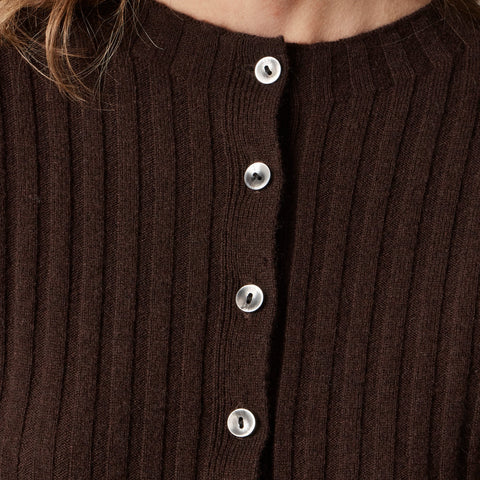 Wide-rib cashmere cardigan
