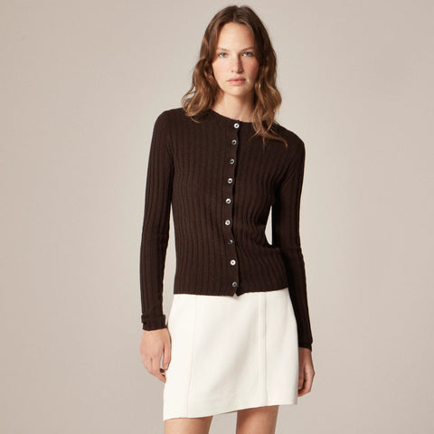 Wide-rib cashmere cardigan