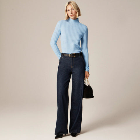 Wide-rib cashmere turtleneck sweater