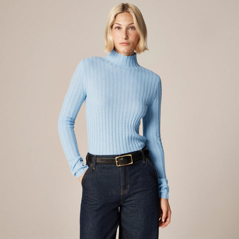 Wide-rib cashmere turtleneck sweater