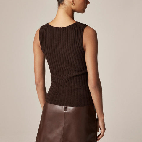 Wide-rib cashmere sweater shell