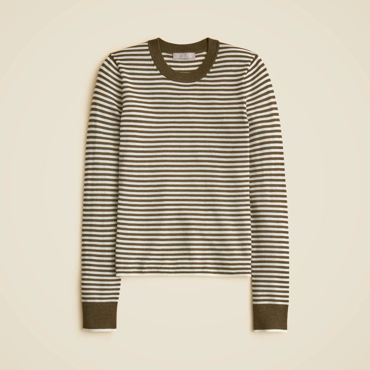 Carolyn fitted crewneck sweater in striped merino wool blend