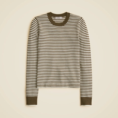 Carolyn fitted crewneck sweater in striped merino wool blend