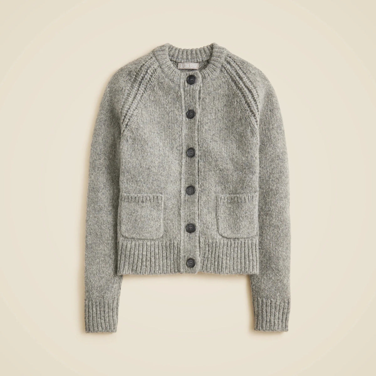 Raglan cardigan in heathered yarn