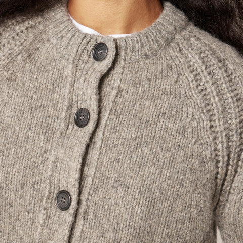 Raglan cardigan in heathered yarn
