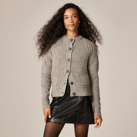 Raglan cardigan in heathered yarn