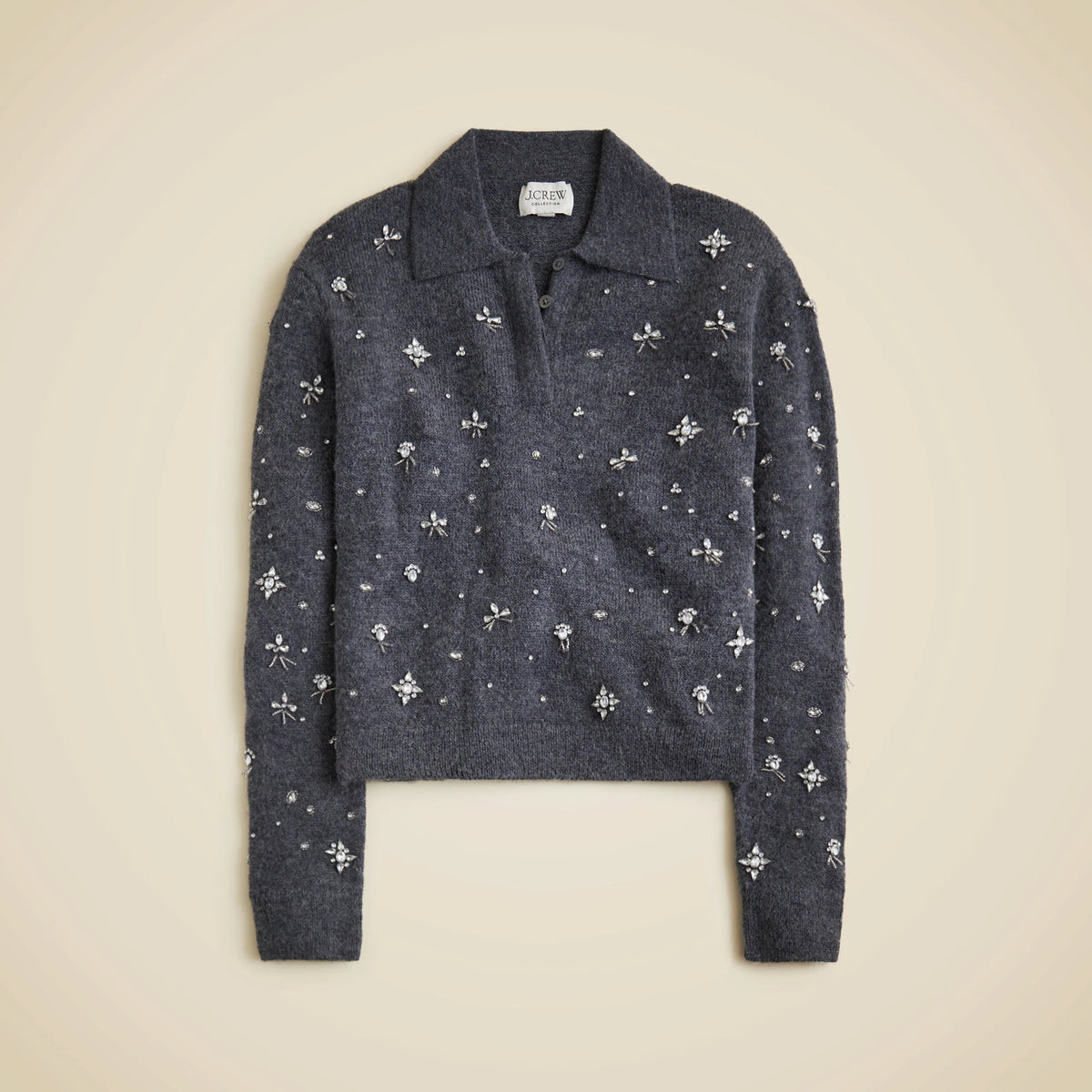 Embellished sweater-polo in wool blend