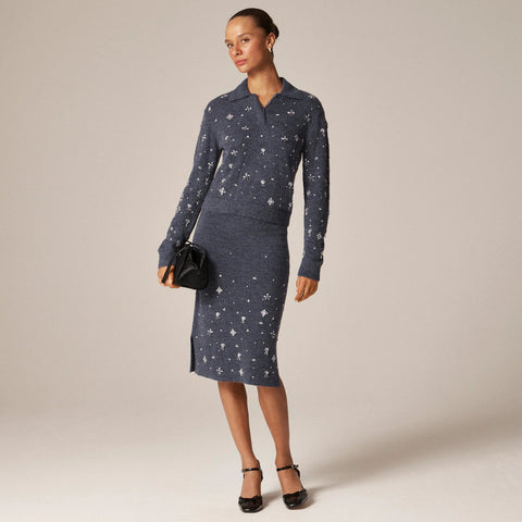 Embellished sweater-polo in wool blend