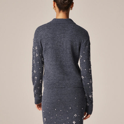 Embellished sweater-polo in wool blend